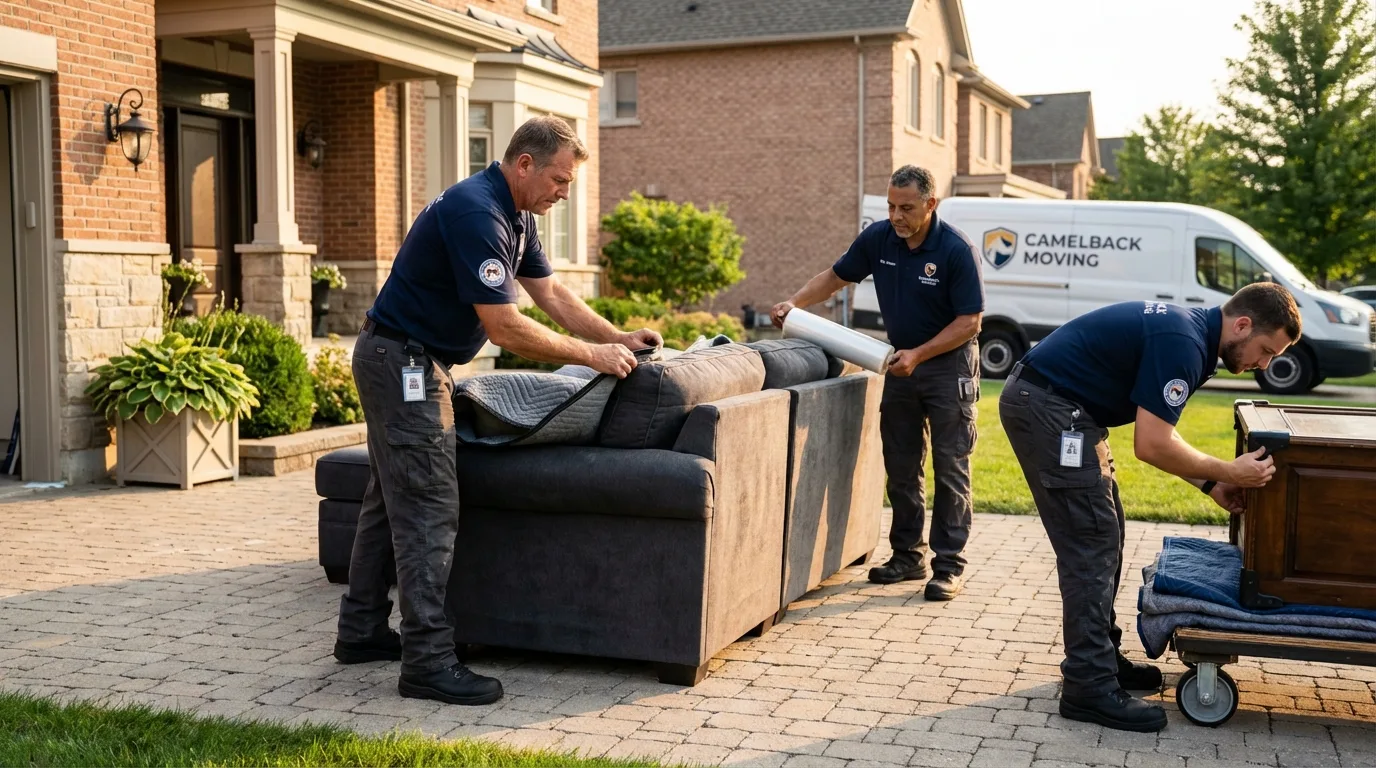 Large estate moving crew wrapping furniture in Saint Paul Park, MN