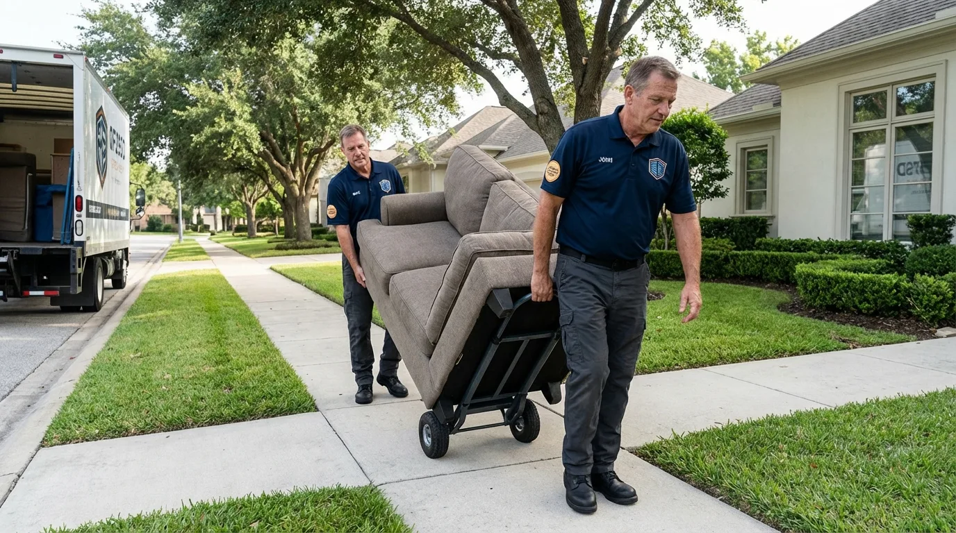 Local residential moving crew loading furniture in Saint Paul Park, MN