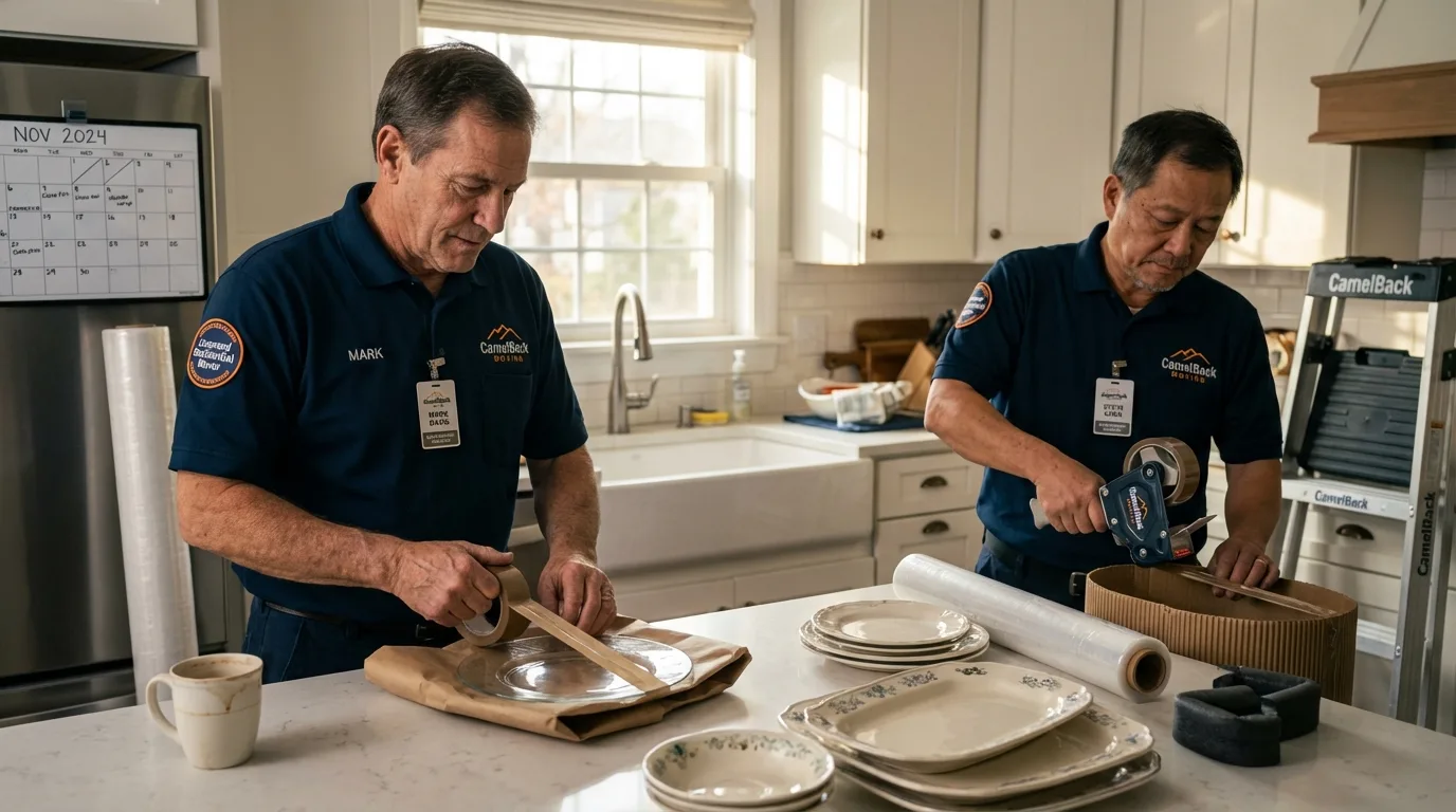 Professional crew packing kitchen dishware in Saint Paul Park, MN